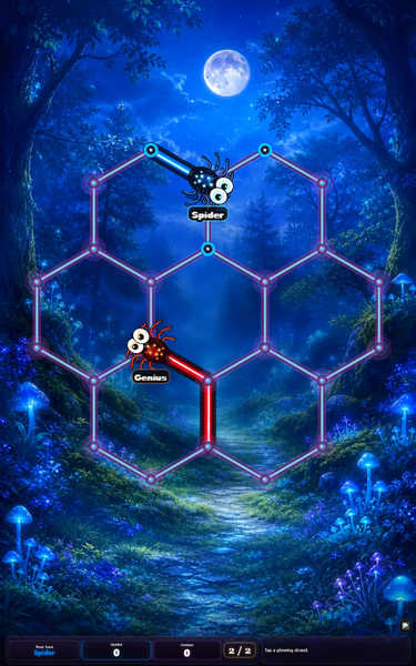 Hex Arena — bot match-up under the moon