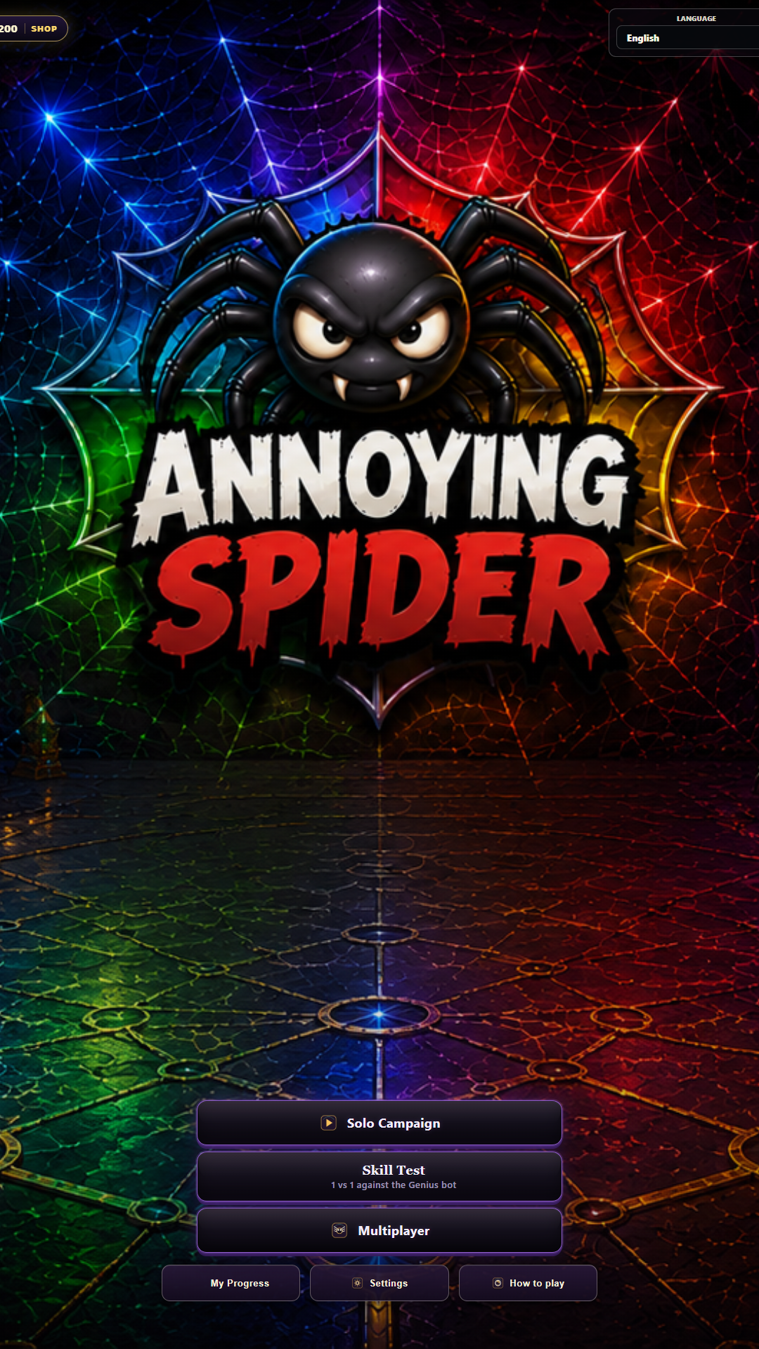 Annoying Spider title screen on a mobile device